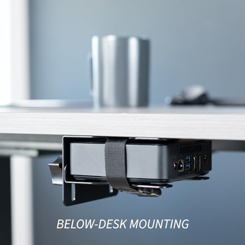 VIVO Adjustable Thin Client Mini PC Mount Bracket, CPU VESA Under Desk and Monitor Arm Computer Holder, Black, MOUNT-PC05C