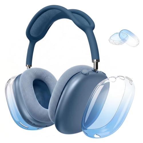 MOLOPPO Case Cover for AirPods Max 2/1 (2026/2024/2020), Gradient Blue | Soft TPU Clear Anti-Scratch Protective Cover, Transparent Accessories for AirPods Max, Ultra Protective - color: D-Gradient Blue