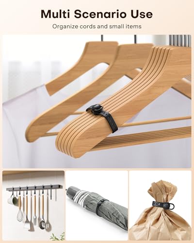 OMOTON Magnetic Cable Ties, 10 Pcs Reusable Silicone Wire Organizer Straps Adjustable Cord Clips for Phone Laptop Charging Cable USB Wired Earphone, Black
