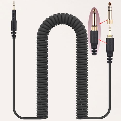 M50x Cable Coiled AUX Cord Compatible with Audio-Technica ATH-M40x ATH-M60x ATH-M70x Headphone with 6.35mm(1/4 inch) Adapter for Musician Audiophile 2.5mm to 3.5mm