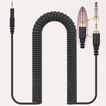 M50x Cable Coiled AUX Cord Compatible with Audio-Technica ATH-M40x ATH-M60x ATH-M70x Headphone with 6.35mm(1/4 inch) Adapter for Musician Audiophile 2.5mm to 3.5mm