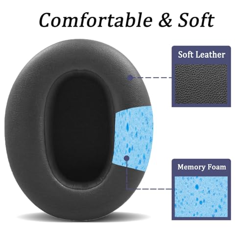 Replacement Earpads Cushions Compatible with Sony WH-XB910N Extra Bass Headphones, Headset Ear Pads with Protein Leather&Memory Foam, Headphones Ear Cups Cover-PL Black