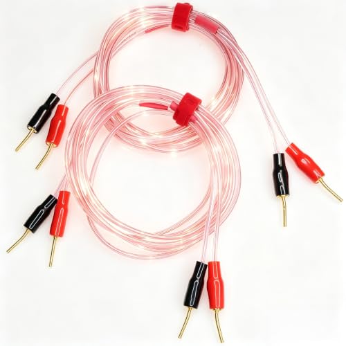 2 Pack Pin Type Plug to 2mm Pin Type Plug Speaker Cable,Speaker Wire HiFi OFC Speaker Cables
