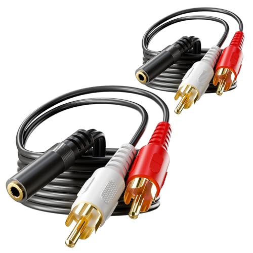 VCE 3.5mm to RCA Splitter, Gold Plated Male Stereo Audio Y Cable, 2-Pack | Compatible with TV, Smartphones, MP3, Tablets, Speakers, Home Theater, 39 inch - size: ['39 inches']