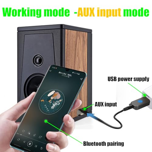 USB Bluetooth Receiver, Bluetooth 5.3 Wireless Audio Adapter 3.5mm Car Kit Music Receiver for Home/Car Stereo Sound System, Portable Speskers, (Aux in) with 3.5mm Cable (H222). - color: black