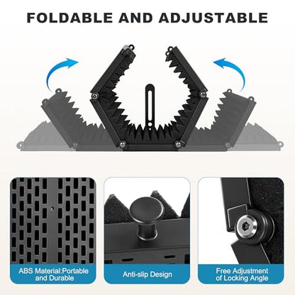 Microphone Stand With Isolation Shield,Recording Studio Equipment | With Foldable Mic Shield With Sound Insulation For Recording Studio, Podcasts,Broadcasting - size: Standard Edition