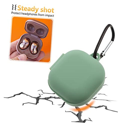 Silicone Earbud Case for Durable Protective Cover with Charging Water-Resistant Design Includes Carabiner and Bag Packaging Matcha Green - color: Green