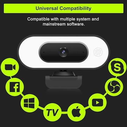 ToLuLu 1080P Full HD Webcam with Ring Light Microphone Streaming Web Camera | for PC Mac Laptop Desktop, USB Computer Webcam with Privacy Cover and Tripod for Zoom Meeting Skype Teams Twitch - style: Webcam with Light & Cover & Tripod