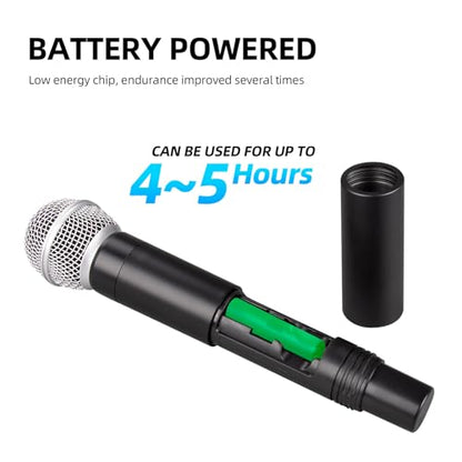 D Debra Wireless Microphone System UHF UBR-102 with Cordless Handheld Lavalier Headset Mics, 260ft Range, Suitable for Church, Lectures, Karaoke, Weddings, DJ, and Bars(2 Handheld) - size: 2 Handheld