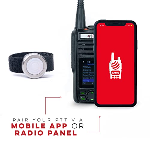 BTECH BS-PTT Wireless PTT (Push-to-Talk) Device - Compatible with GMRS-PRO and UV-PRO Radios & HFP Bluetooth Headsets for Effortless Wireless Communication