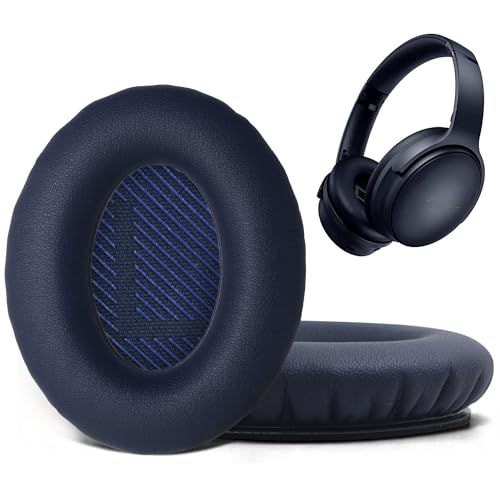 Replacement Ear Pads for Bose QuietComfort 35 35 II 15 25(qc 35 25 15/QC35 ii), Headphone Ear Covers, High Density Memory Cotton, Soft Leather, Adaptive Noise Isolation Headphones Pads Cushions - color: navy blue, style: QC35