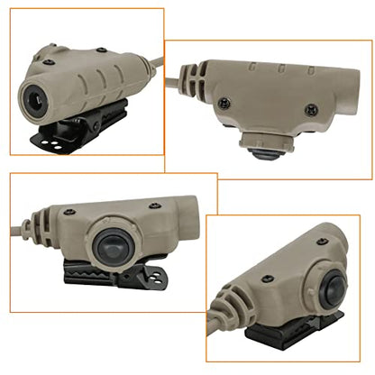HEARFALCOM Tactical Headset Adapter U94 V2 PTT for Midland Plug Walkie Talkie for Airsoft Hunting Sports (Sandy) - color: sandy
