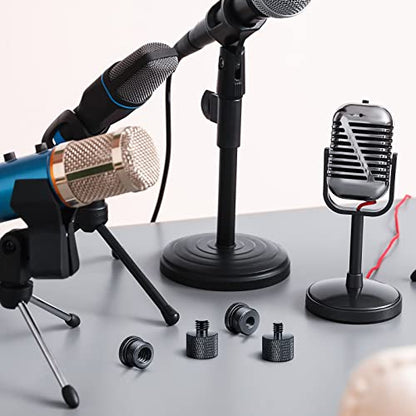 Hotop 4 Pieces Mic Stand Adapter 5/8 Female to 3/8 Male and 3/8 to 5/8 and 5/8 to 1/4 and 1/4 Female to 5/8 Male Combo Pack Microphone Stand Adapter to Camera Tripod