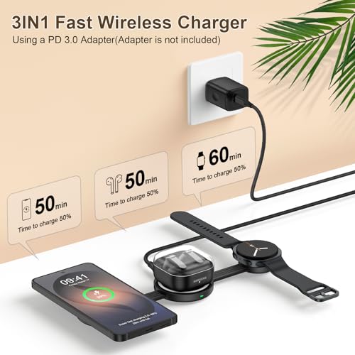 18W Fast Wireless Charger Pad 3 in 1 Foldable Wireless Charging Station