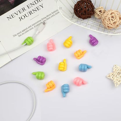 12-Pack Silicone Thumb Cable Clips, Fun Cord Holders & Wall Hooks for Desk, Car, or Home — Multi-Purpose Wire Organizer, Key & Charger Management Solution