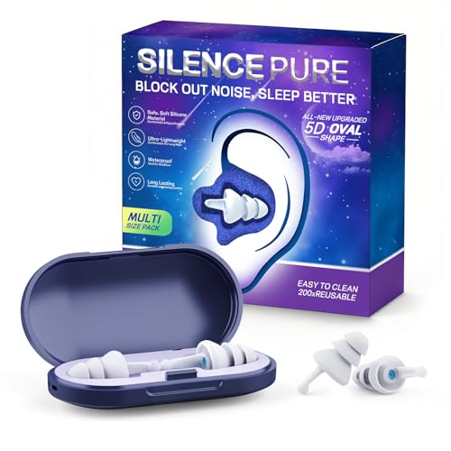 Ear Plugs for Sleeping, 35dB Reusable Soft Silicone Earplugs | Noise Cancelling Earbuds for Noise Reduction (35dB) Hearing Protection, 3D Oval Design for Side Sleepers, 2 Pairs (S + M/L)