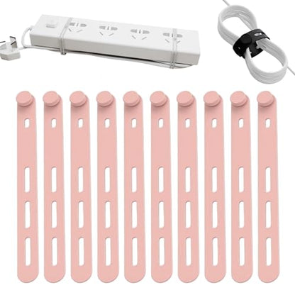 10 Pack Reusable Silicone Cable Ties - Adjustable Cord Organizer for Earphone, Phone Charger, Computer Cords - Office, Home Organization and Storage, Travel Essentials