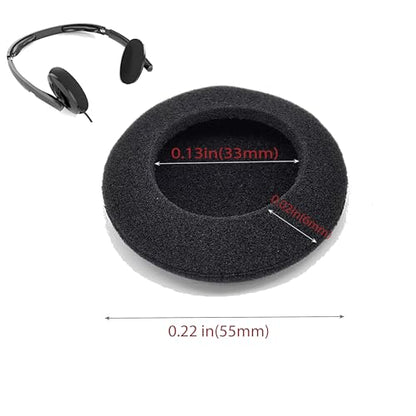 24 Pack 55MM Black Headphone Earpads Replacement Cushions | Soft Headset Ear Covers & Cushions, Universal Fit for Office Telephone Headsets, Daily Use & Maintenance