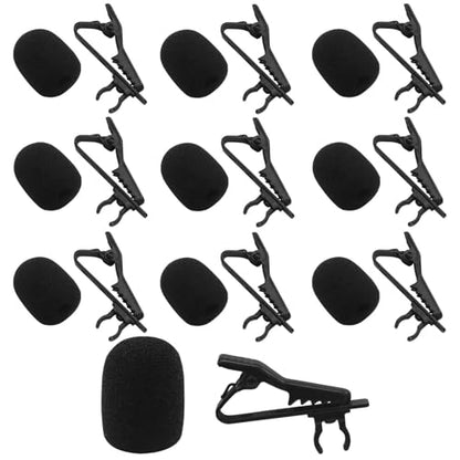 10 Pcs Lavalier Microphone Clips Replacement Kit with 10 Pcs Foam Windscreen Covers, Lapel Mic Clips Sponge Cover Kit for Voice Recording, Video Conferencing and Online Meetings - size: 10 Pack