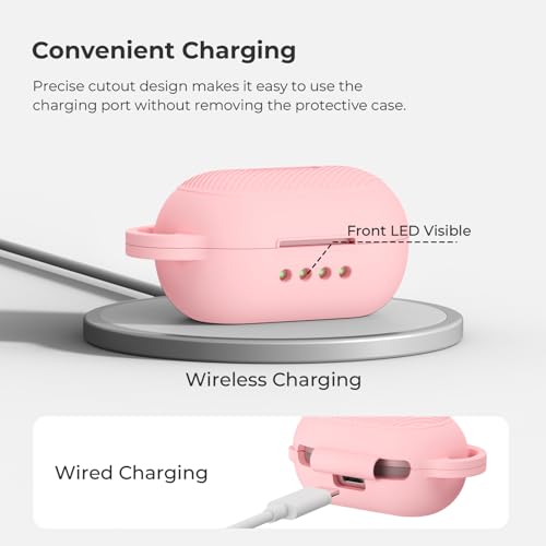 Soft Silicone Case for Raycon Everyday Classic Earbuds with Keychain&Cleaning Pen kit,Anti-Scratch Shockproof Protective Case Cover for Raycon Everyday Classic Earbuds Charging Case (Pink) - color: Pink