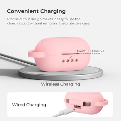 Soft Silicone Case for Raycon Everyday Classic Earbuds with Keychain&Cleaning Pen kit,Anti-Scratch Shockproof Protective Case Cover for Raycon Everyday Classic Earbuds Charging Case (Pink) - color: Pink