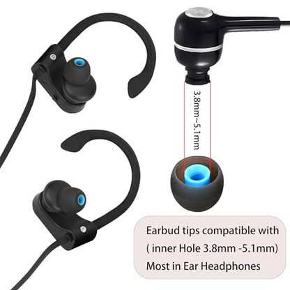 실리콘 이어버드 팁 교체 - 대부분의 이어버드에 적합 (내부 구멍 3.8mm - 5.1mm) - 9쌍 S M L - color: 블루/블랙.