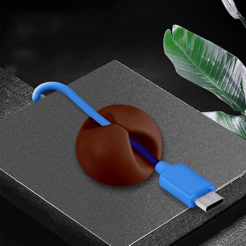6PCS Cable Organizer Holder Plastic Cord Management Clips for Data Cables and Headphone Cords, Adhesive Backing - color: 6pcs-coffee
