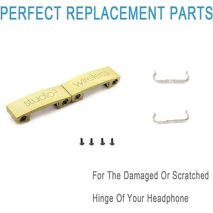 Studio 3 Replacement Headband White& Hinge Replacement Gold for Beats Studio 3 Headphone,Durable Repair Kit Replacement Parts Set(