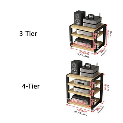 Multi-Functional Stereo Shelf Home Office Desktop Amplifier Cabinet Audio Rack AV Media Player Stand with Wooden Storage Shelves and Steel Frame(B-3 Tier-40x35x35.5cm) - color: B, size: 3 Tier