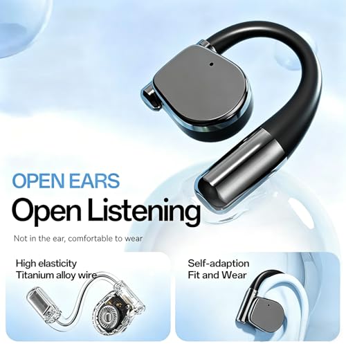 Open-Ear Bluetooth 5.3 Wireless Earbuds Hi-Fi Stereo 75-Hour Battery Life | Features high-resolution (Hi-Res) sound quality and clear call functionality, making it ideal for running and taking calls.