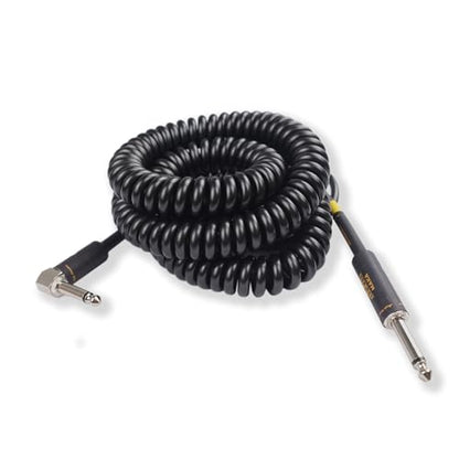 Premium Guitar Coil Cable 20 Feet, Instrument Coiled Curly Cord for Guitar Bass, 1/4 inch Right Angle to Straight, Pearl Black - size: 20' (Pearl Black)