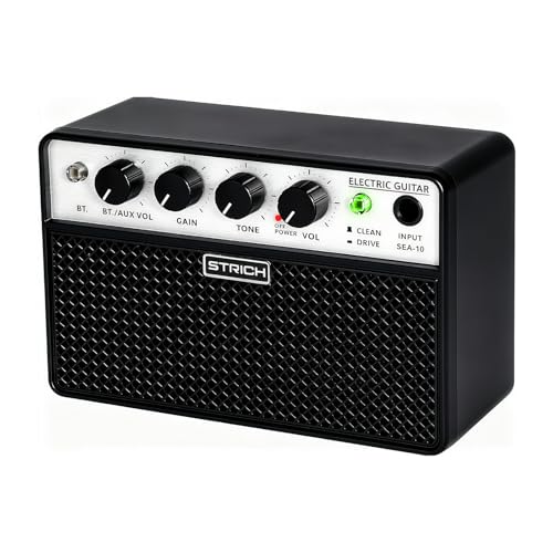 2 x 5W Mini Guitar Amp, Rechargeable, Clean/Drive, Black | Portable Guitar Amplifier for Beginners Practice with 1/8 Headphone Output - color: Black