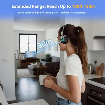 Wireless Headphones for TV Watching, TV Headphones Wireless for Seniors with 3 Audio Modes, Bluetooth Headphone with Transmitter Charging Base, No Delay Over Ear Headset, Gifts for Parents/Elderly