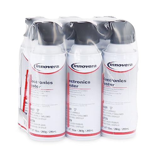 Innovera Compressed Air Duster Cleaner | 6 Count; Powerful Compressed Air Stream Quickly Removes Dust, Dirt, Lint, and Debris from Hard-To-Reach Areas