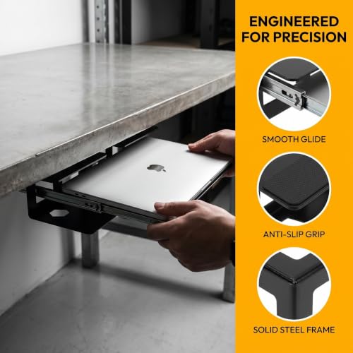 GALPADA 2 Sets Under Desk Laptop Storage Mount with Heavy Duty Iron Construction and Antislip Mats, Metal Organizer Rack for Audio Interface and Ups System, for Study and Office Use