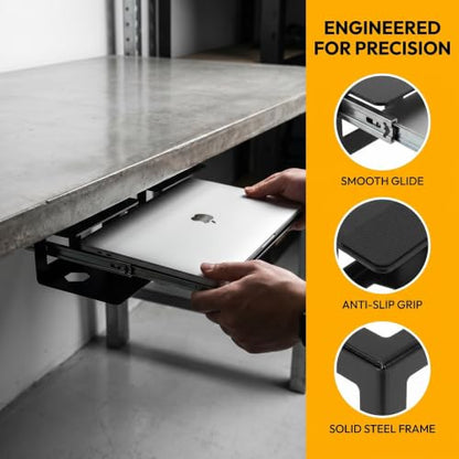 GALPADA 2 Sets Under Desk Laptop Storage Mount with Heavy Duty Iron Construction and Antislip Mats, Metal Organizer Rack for Audio Interface and Ups System, for Study and Office Use