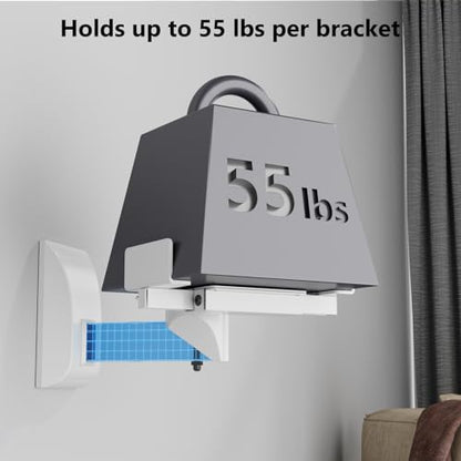 WALI Speaker Wall Mount, Surround Sound Speaker Stand with Adjustable Swivel Tilt Angle, Standard Bookshelf Speaker Mount for Living Room, Home Theater, Hold Up to 55 Lbs, (SWM201-W), 2 Pack, White