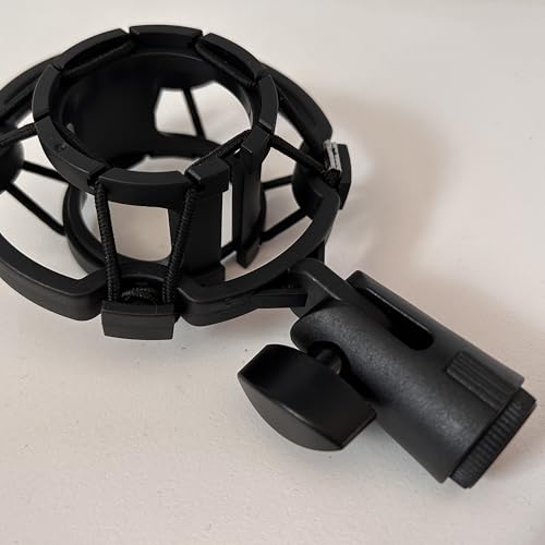 Microphone Shock Mount 1 PACK, Mic Holder Clip for 43-48mm/1.69~1.9in Diameter Condenser Microphone, 3/8 or M16 Internal Thread, with 5/8" Male to 3/8" Female Screw Adapter, Easy to Use (Black)