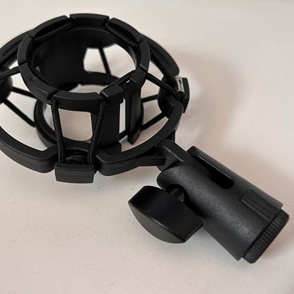 Microphone Shock Mount 1 PACK, Mic Holder Clip for 43-48mm/1.69~1.9in Diameter Condenser Microphone, 3/8 or M16 Internal Thread, with 5/8" Male to 3/8" Female Screw Adapter, Easy to Use (Black)