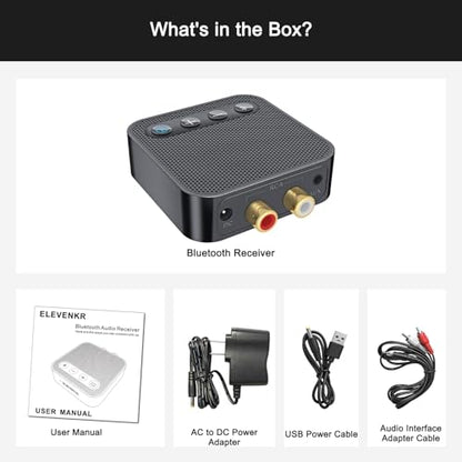 Bluetooth 6.0 Receiver for Home Stereo - RCA/3.5mm AUX Output | Hi-Fi Bluetooth Audio Adapter for Music Streaming Sound System Works with SmartPhones Tablets, Plug and Play - color: Black Sapphire Metallic
