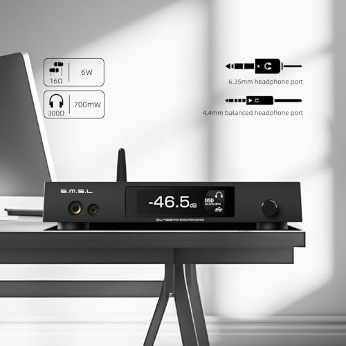 SMSL DL400 Audio Decoder Headphone Amplifier 6.35mm+4.4mm Headphone Output XLR Balanced+RCA Output I²S Audio Interface True Balanced Headphone Amplifier 8 Filters