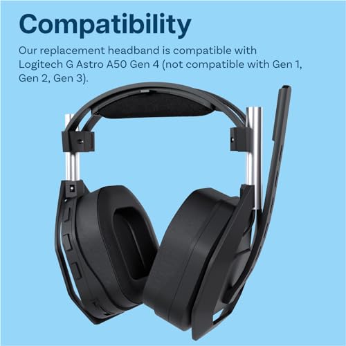 Headband Replacement for Logitech G Astro A50 Gen 4 Headset by MMOBIEL – Velour Headband Top Pad Cushion – Headphone Replacement Band – Headset Head Cushion Cover Repair Part - Black - size: Velour