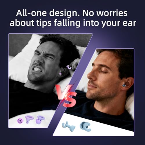 Noise Cancelling Ear Plugs Sleep 50dB NRR Side Sleep Small Ear | ultra soft silicone, reusable one-piece design, 4 sizes included, portable case - color: Blue