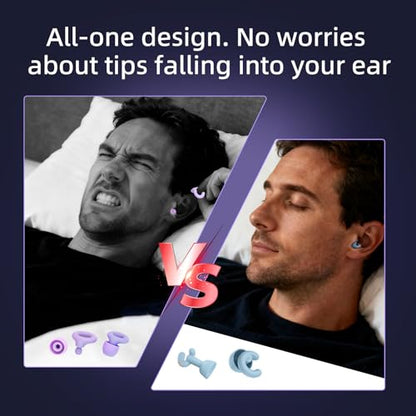 Noise Cancelling Ear Plugs Sleep 50dB NRR Side Sleep Small Ear | ultra soft silicone, reusable one-piece design, 4 sizes included, portable case - color: Blue