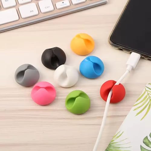 6PCS Cable Organizer Holder Plastic Cord Management Clips for Data Cables and Headphone Cords, Adhesive Backing - color: 6pcs-mix