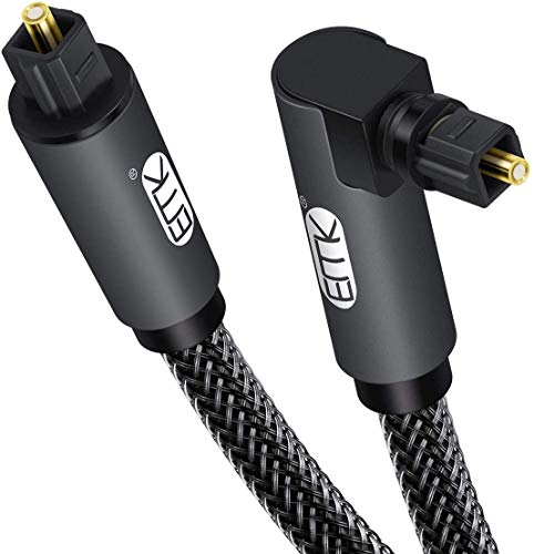 EMK 90 Degree Toslink Optical Cable 360 Degree Free-Rotating Plug Fiber Optic Cable S/PDIF Toslink Male to Male for Home Theater, Sound Bar, TV, PS4, Xbox,Grey (3.3ft/1m) - color: 90 Degree Design, size: 3.3ft/1m