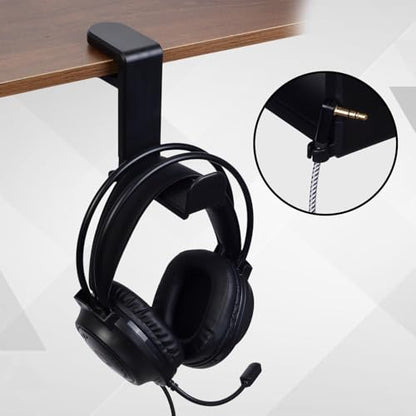 Headphone Stand for Desk - Clamp On Headset Holder with 360° Rotation & Cable Management - Universal Desktop Headphone Hanger Hook for All Headsets - color: Black, style: 360 Degree rotateable