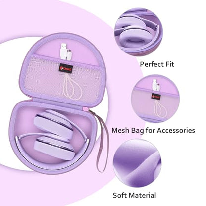 XANAD Hard Case for JBL Junior JR 470NC/460NC/320 Kids Headphones, Purple | for iClever BTH12 HS19 BTH20 BTH22 BTH26/Candy Bila/Acer/JBL/MIDOLA/JoySpark/JLab/ADOOPE/Spiderman/EarFun/ Etc Kids Headphone - color: Purple