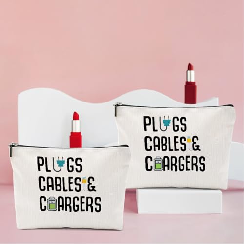 2 PCs Cable Organizer Bag Funny Makeup Bag Charger Bag Plugs Cosmetic Bag - color: Multicolor 0001