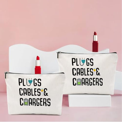 2 PCs Cable Organizer Bag Funny Makeup Bag Charger Bag Plugs Cosmetic Bag - color: Multicolor 0001